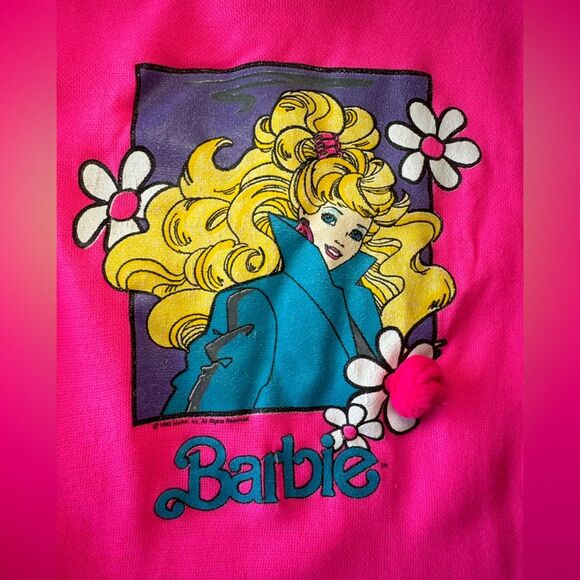 Barbie Rare Vintage 1990 Made in USA Kids Shirt Pink Ruffles 3D Flower Girl 6X - Picture 2 of 15